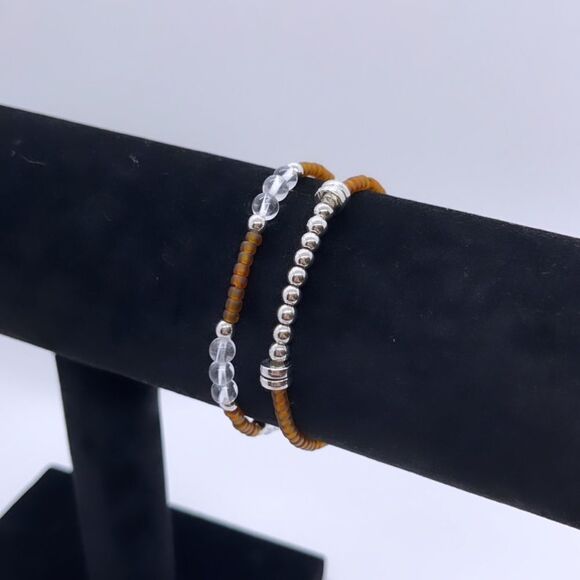 Wool + Pepper Co. Matte Brown & Silver Bracelets - Picture 5 of 5